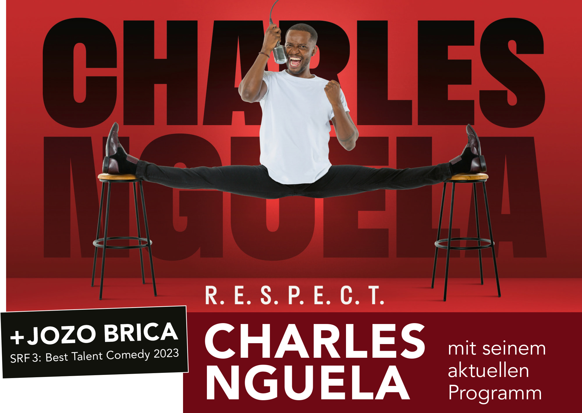 Charles Nguela mit seinem aktuellen Programm «R.E.S.P.E.C.T.» mit Voract Jozo Brica SLF Comedy Kandertal